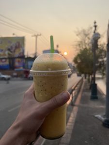 a 20 baht passionfruit smoothie in Chiang Mai, Thailand