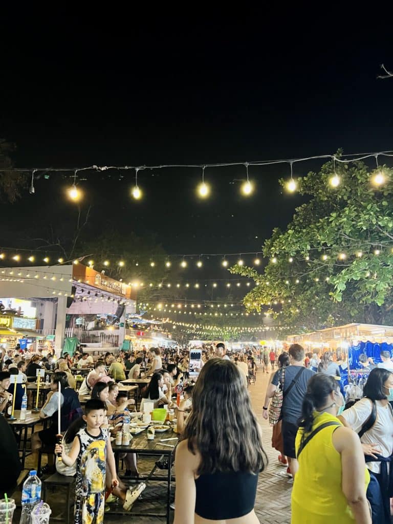 A bustling night market is probably safe, but is an easy place for sneaky hands or shallow pockets to drop valuables. A travel belt is highly recommended!